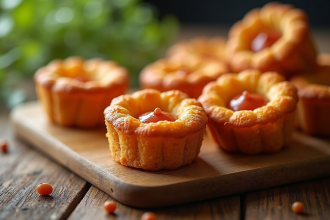 Cannelés salés au chorizo sur planche en bois