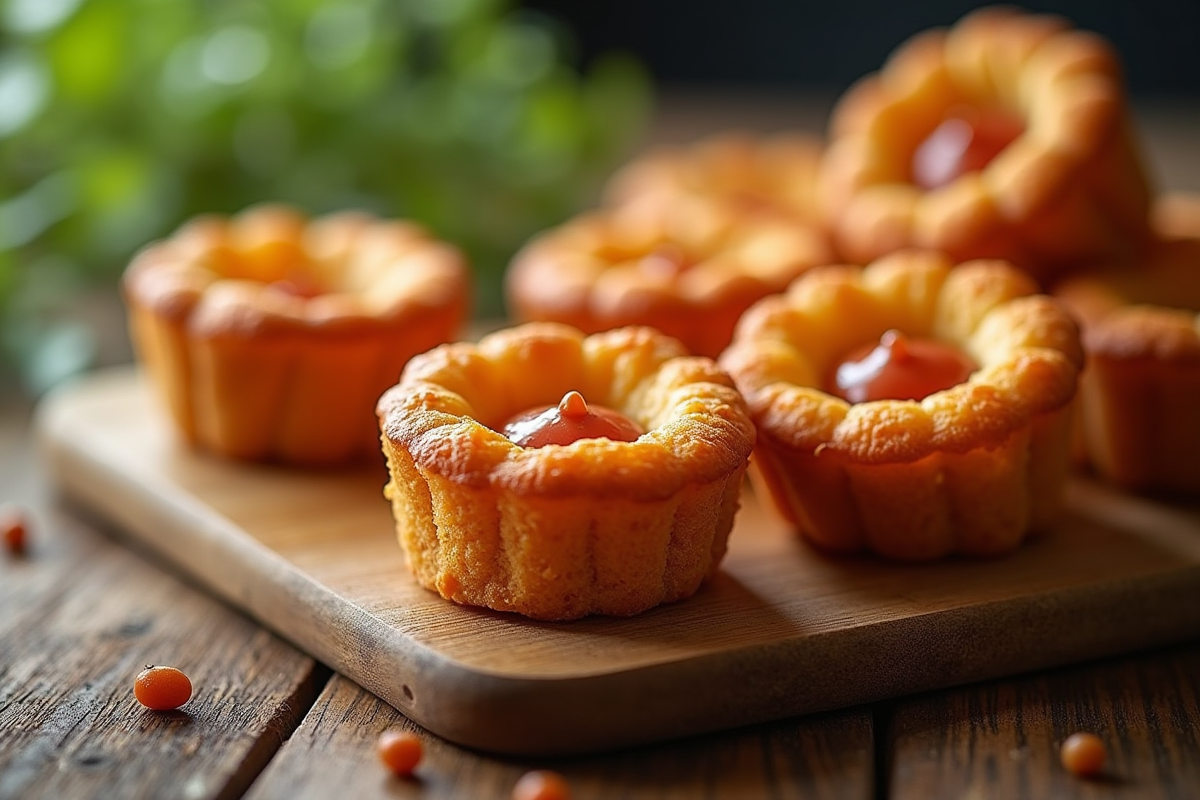 Cannelés salés au chorizo sur planche en bois