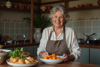 Femme portugaise préparant un bacalhau à Brás dans la cuisine