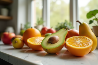 Z fruit tranché sur un plan de travail moderne