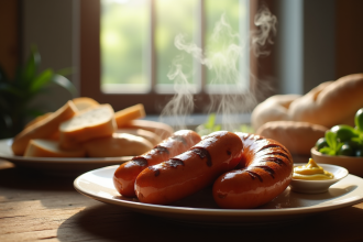 Diots de Savoie grillés sur une table en bois rustique